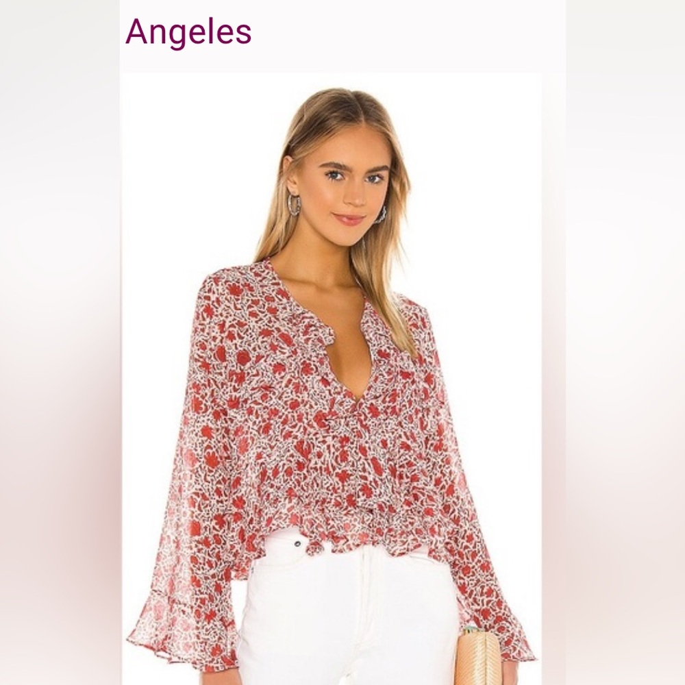 MISA Los Angeles X REVOLVE Red Floral Ruffle Blouse